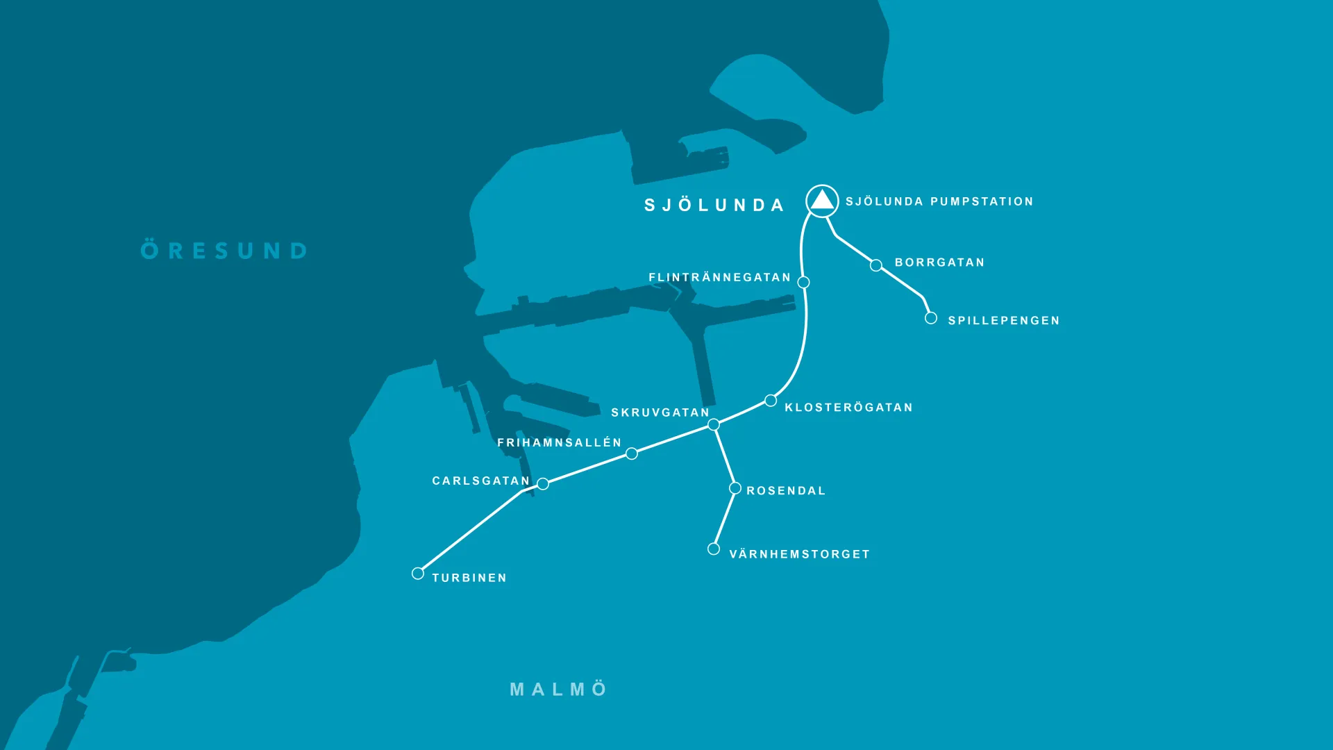 Karta över Tunnel Söder med schakt namn