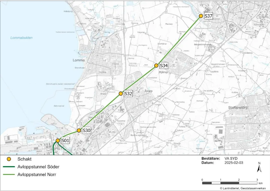 Översikt omfattning Avloppstunnel Norr